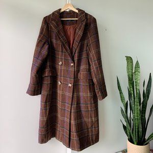 Mid-Length Plaid Peacoat